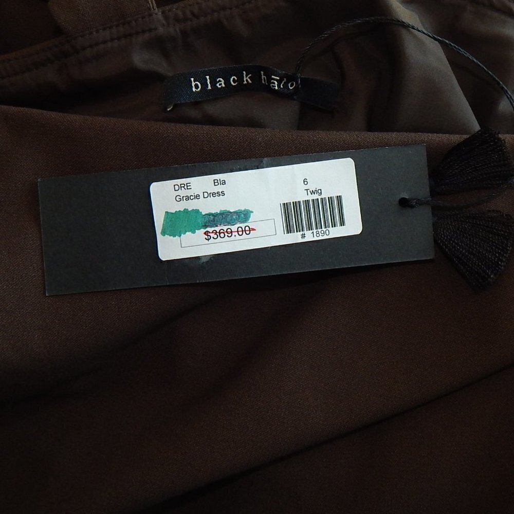 Black Halo Gracie Twig Dark Brown Cape Shoulder Dress Rare Bodycon NWT New 6 - Picture 6 of 6